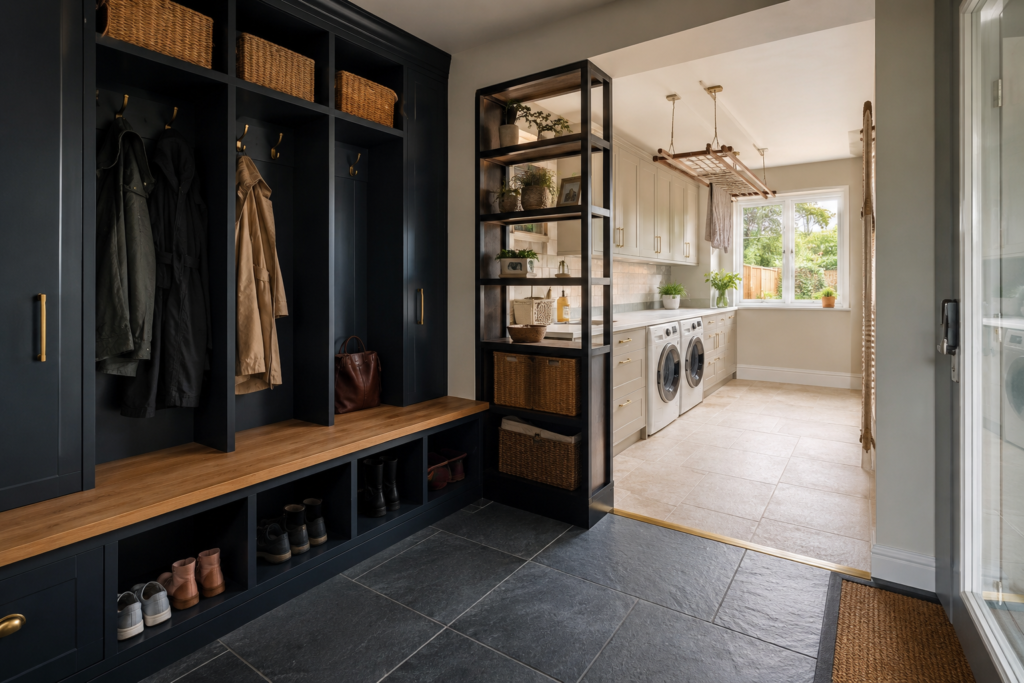 a converted laundry room with mudroom