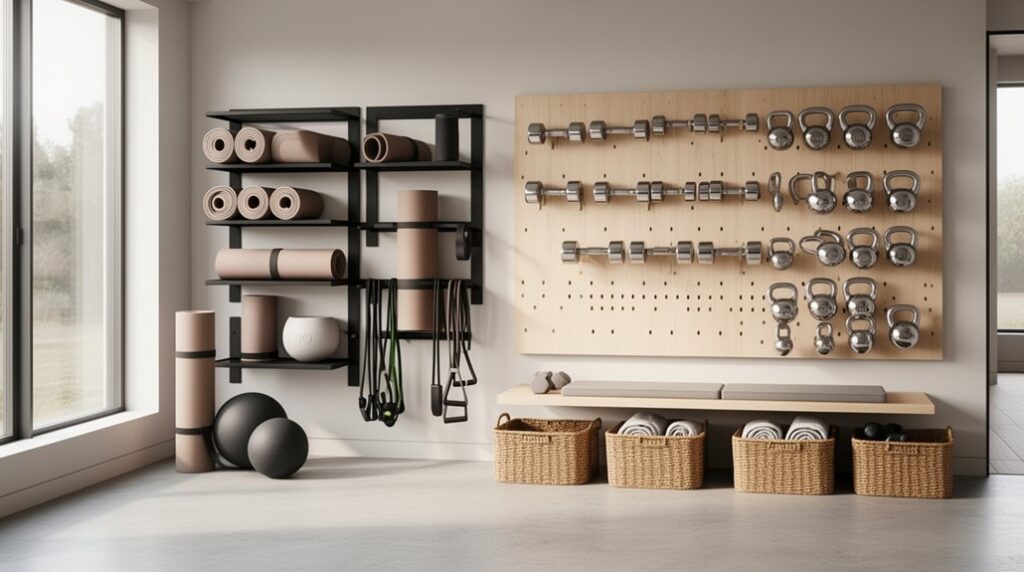 chic home gym storage