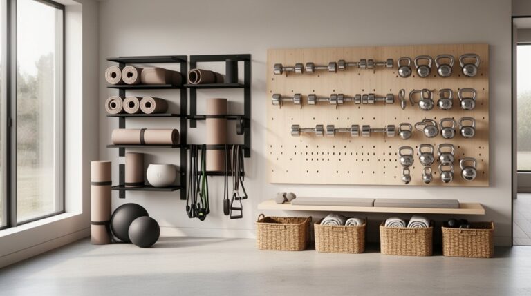 chic home gym storage