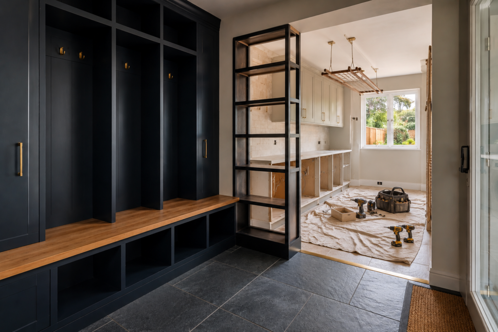 converted an old kitchen extension into a stunning laundry room with mudroom