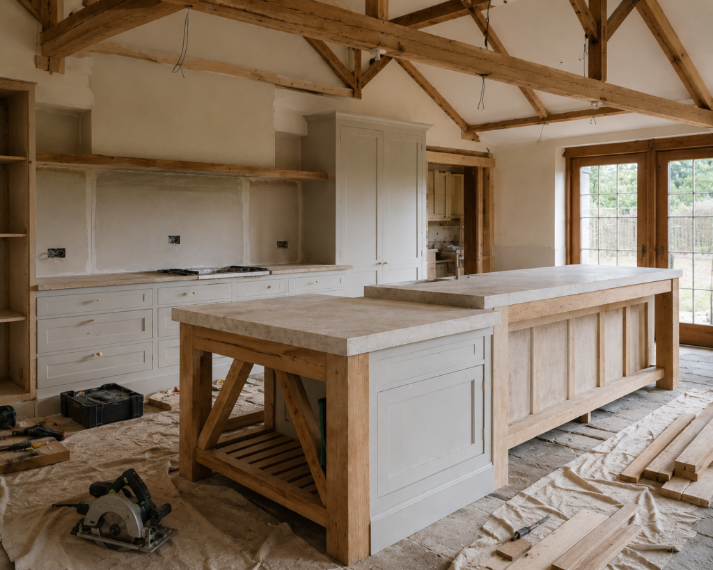 farmhouse kitchen island with seating