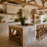 farmhouse kitchen kitchen island with seating