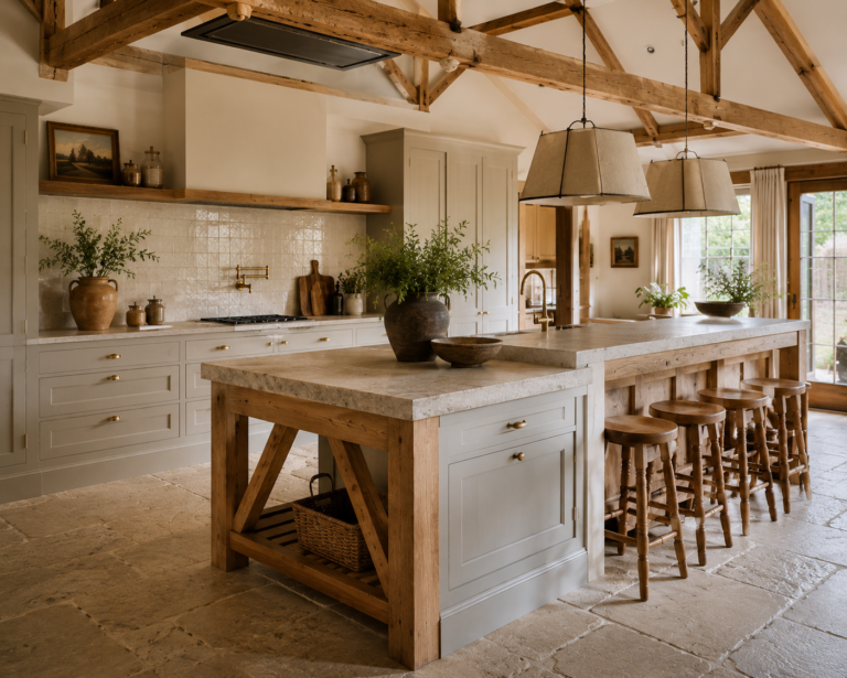farmhouse kitchen kitchen island with seating