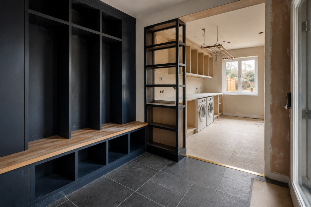 we converted an old kitchen extension into a stunning laundry room with mudroom